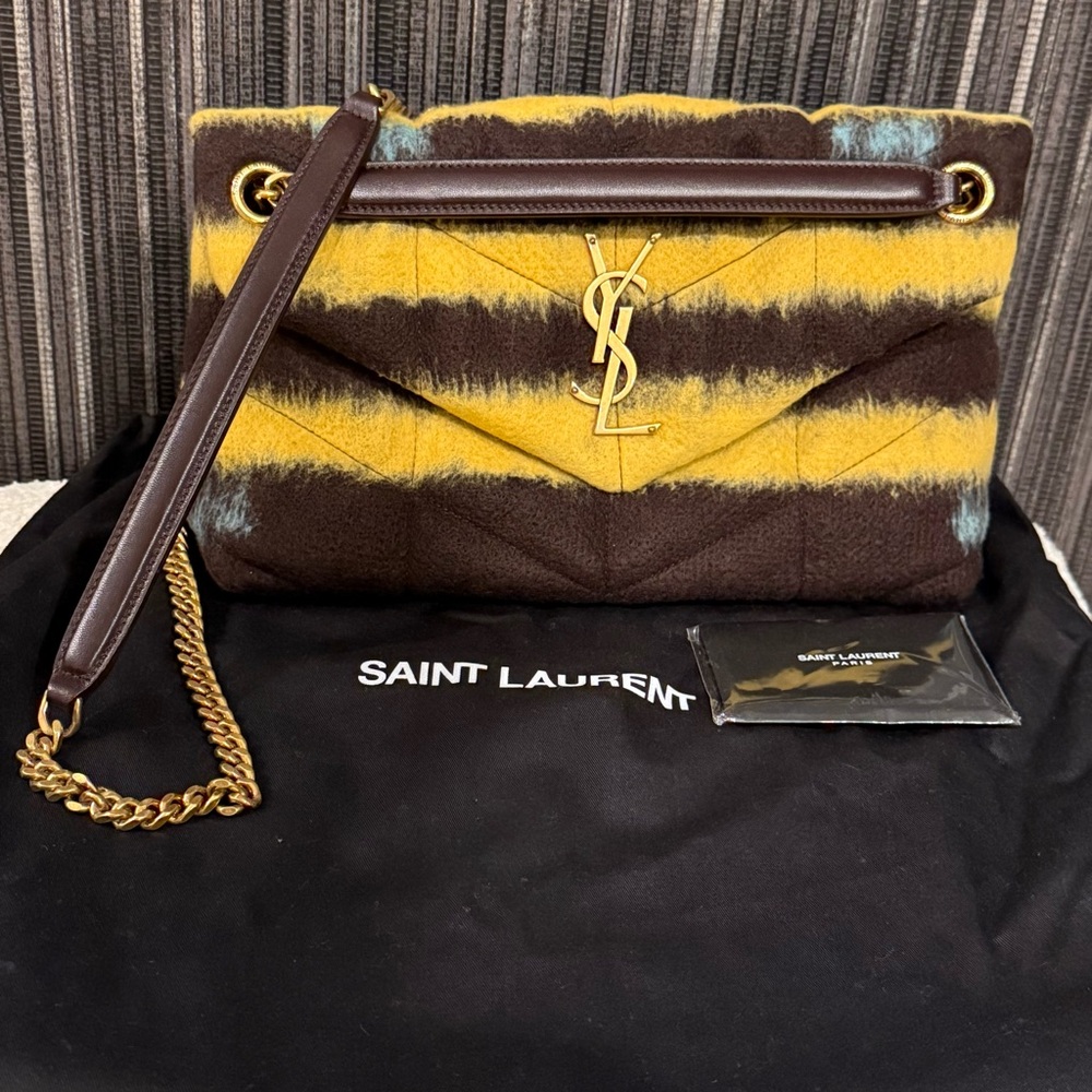 SAINT LAURENT Loulou Puffer Shoulder/Crossbody Bag Quilted Tie Dye Wool Small